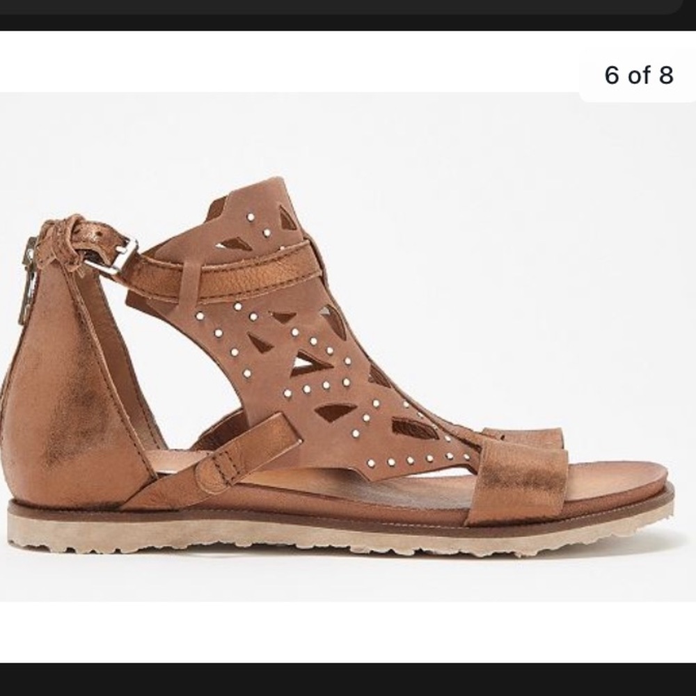 Mizz Mooz Embellished Leather Gladiators Brown 7